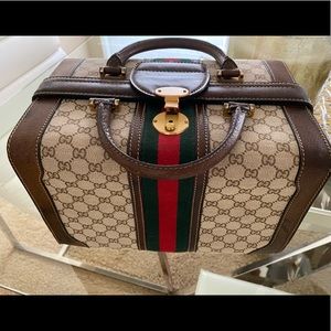 Gucci Train Case Luggage Travel GG Logo Leather